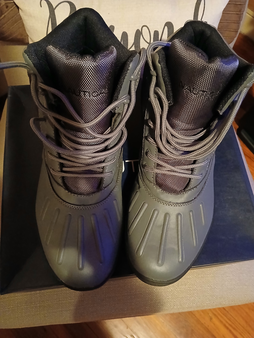 Nautica Men's Dark Gray Lace-Up Waterproof Boots